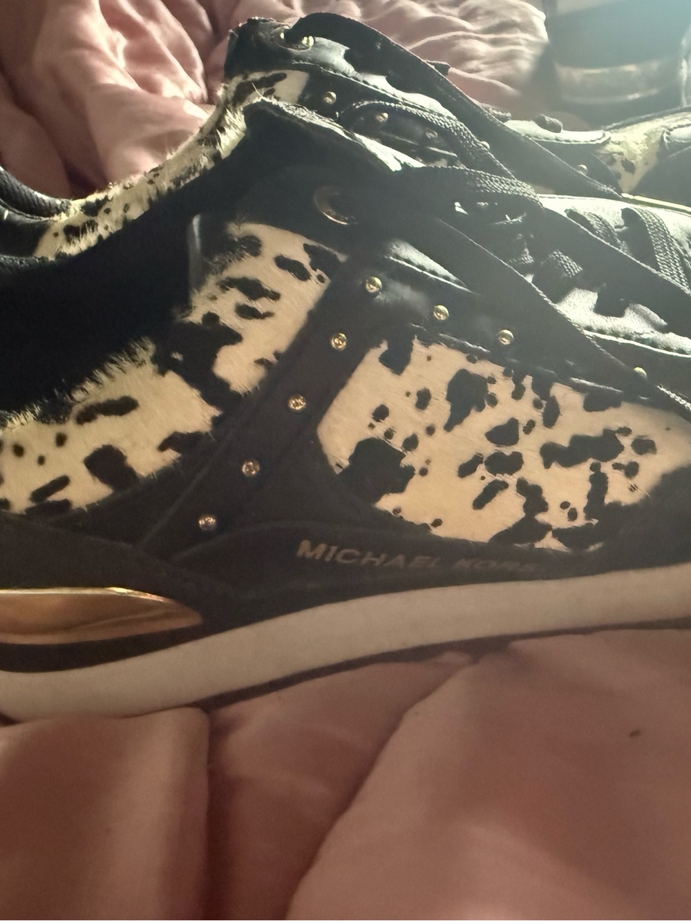Black & White Cowhide Pattern Michael Kors Sneakers - Picture 3 of 5